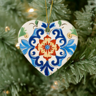 Sicilian Tile Pattern Ceramic Tree Decoration
