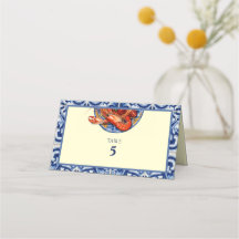 Sicilian Tile Seafood Wedding Table Number Folded