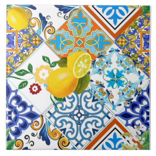 Sicilian tiles,lemons,citrus, tile