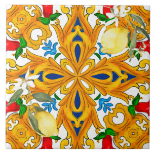 Sicilian tiles,majolica,lemon,Ceramic Tile