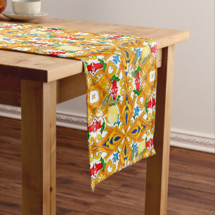 Sicilian tiles,majolica,lemon, medium table runner