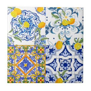 Sicilian tiles,majolica,lemon, tile