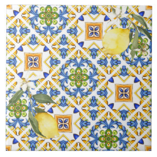 Sicilian tiles,majolica,lemon, tile