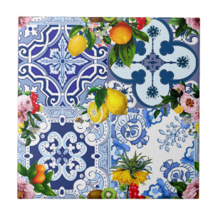 Sicilian tiles,majolica ,lemons,citrus  tile