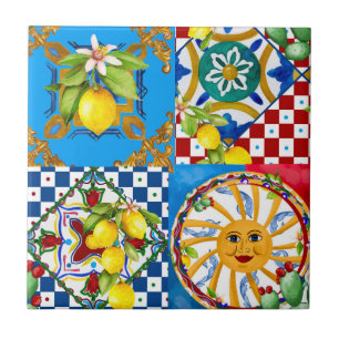 Sicilian tiles,majolica,lemons tile