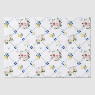 Sicilian tiles,mosaic,flowers,lemon, tissue paper