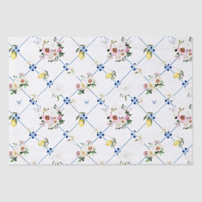 Sicilian tiles,mosaic,flowers,lemon, tissue paper (Front)