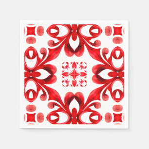 Sicilian tiles,mosaic,red tiles, napkin