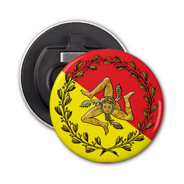Sicilian Trinacria and Flag Bottle Opener (Front)