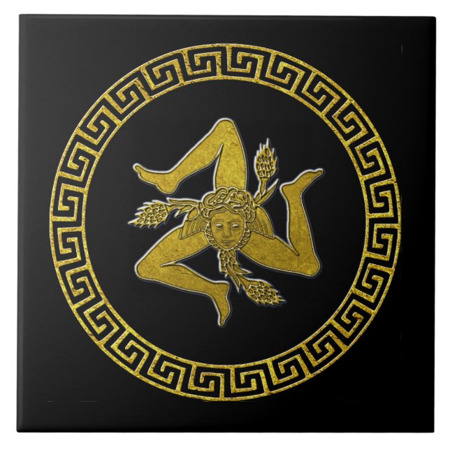 Sicilian Trinacria and Greek Key Tile (Front)