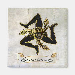 Sicilian Trinacria Benvenuto Magnet