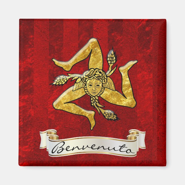 Sicilian Trinacria Benvenuto Magnet (Front)