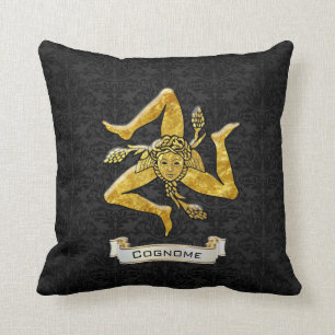 Sicilian Trinacria Black Deco Personalise Cushion