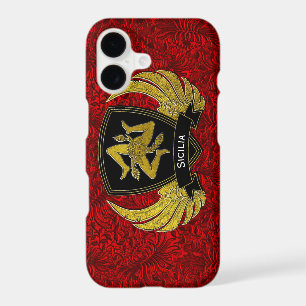 Sicilian Trinacria Black & Gold Red
