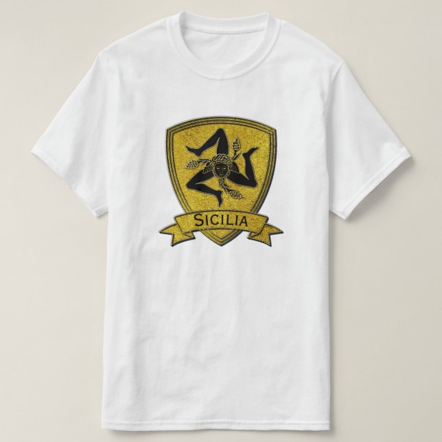 Sicilian Trinacria Black & Gold T-Shirt (Design Front)