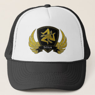 Sicilian Trinacria Black Gold Trucker Hat