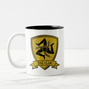 Sicilian Trinacria Black & Gold Two-Tone Coffee Mug