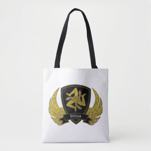 Sicilian Trinacria Black Gold & Your Colour Tote Bag (Front)