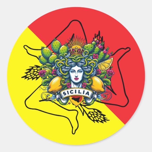 Sicilian Trinacria  Classic Round Sticker (Front)