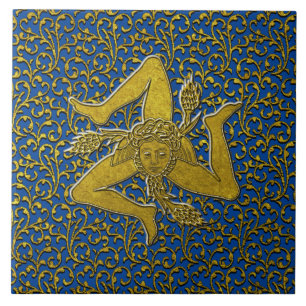 Sicilian Trinacria Gold Personalise Ceramic Tile