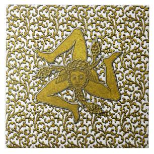 Sicilian Trinacria Gold Personalise Tile