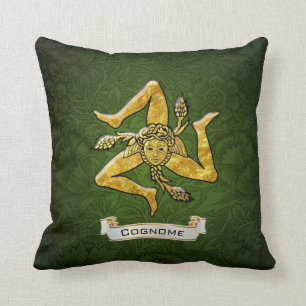 Sicilian Trinacria Green Deco Personalise Cushion