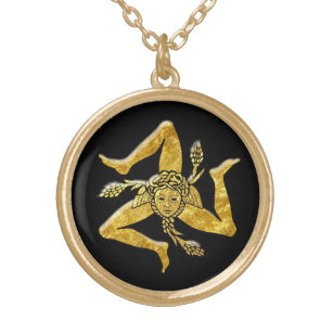 Sicilian Trinacria in Gold Gold Plated Necklace