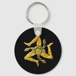 Sicilian Trinacria in Gold Key Ring