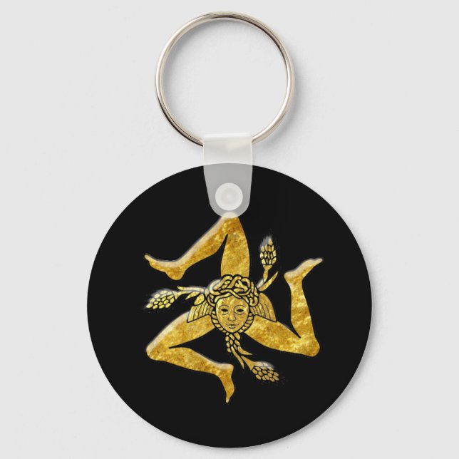 Sicilian Trinacria in Gold Key Ring (Front)