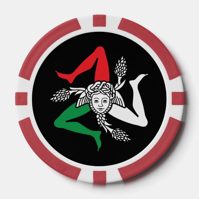Sicilian Trinacria Medusa Emblem Italian Theme Poker Chips (Front)