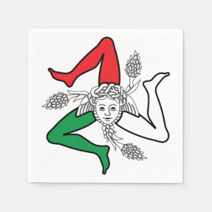Sicilian Trinacria Medusa in Italian Flag Theme Napkin