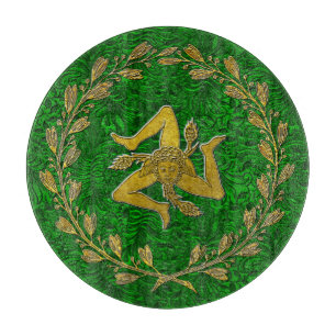 Sicilian Trinacria Olive Wreath Patina Background Cutting Board