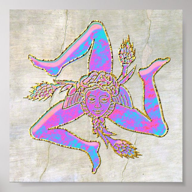 Sicilian Trinacria on Plaster Poster (Front)