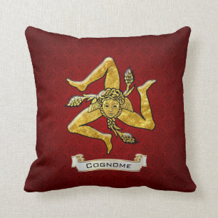 Sicilian Trinacria Red Deco Personalise Cushion