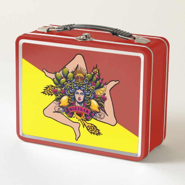 Sicilian Trinacria Sicilia  Metal Lunch Box (Front)