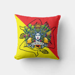 Sicilian Trinacria Throw Pillow