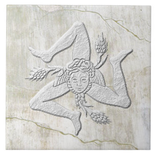 Sicilian Trinacria Vintage Fresco Look Tile