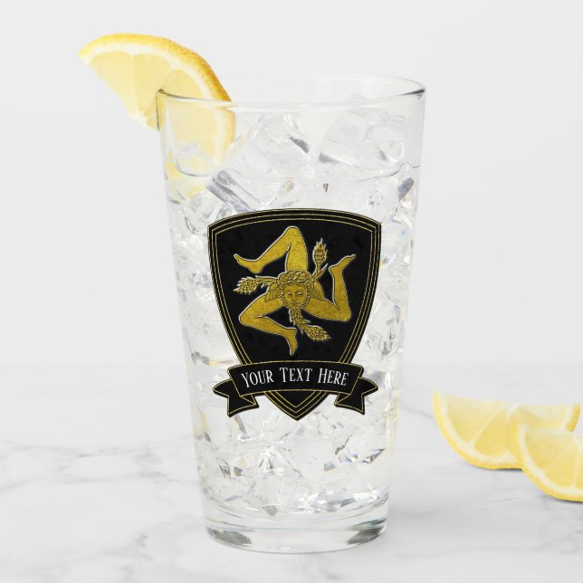 Sicilian Trinacria Your Text Glass (Front Ice)