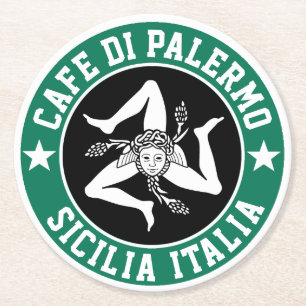 Sicilian Trinacria Your Text Round Paper Coaster