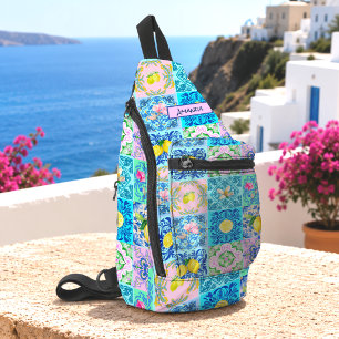 Sicilian turquoise citrus Mediterranean azulejo Sling Bag