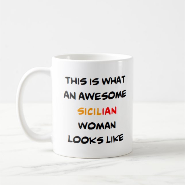 sicilian woman, awesome coffee mug (Left)