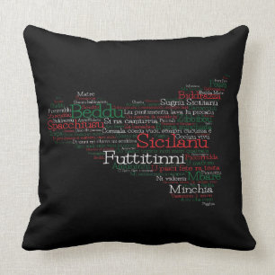 Sicilian Word Art Map Cushion