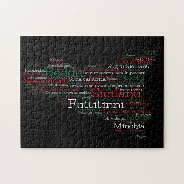 Sicilian Word Map Jigsaw Puzzle (Horizontal)