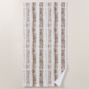 Sicilian Woven Cream Tan Stripes Beach Towel