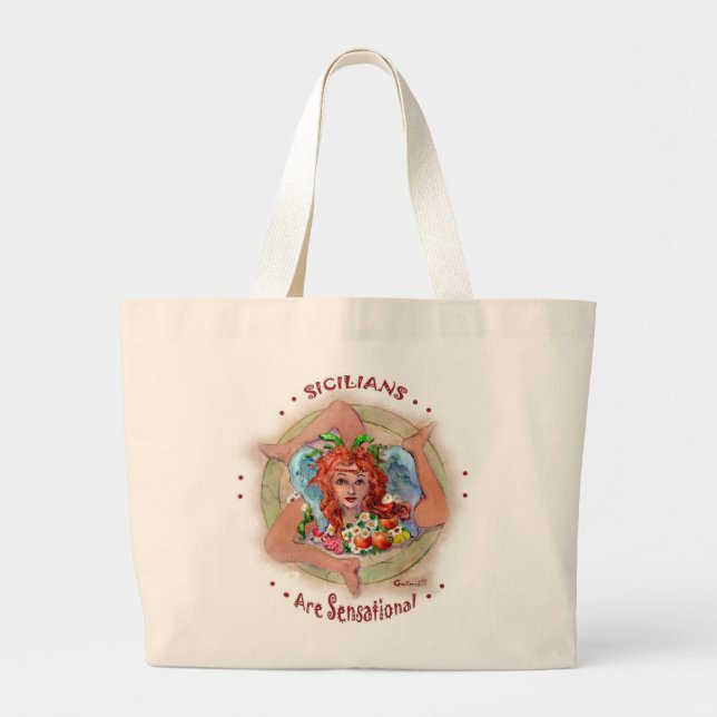 Sicilians are Sensational Large Tote Bag (Front)