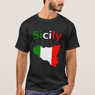 Sicily and Map in Italian Flag Colours T-Shirt