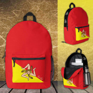 Sicily, backpack, Sicilian Flag, Triskelion Printed Backpack