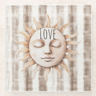 Sicily Cream Rustic Cream Sun Stripes Glass Coaster