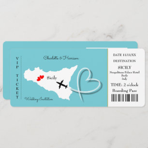 Sicily Destination Wedding Ticket Invitation