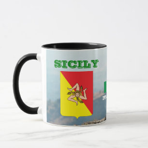 Sicily Flag & Crest Customizable Mug